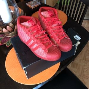 adidas shell toe high tops red